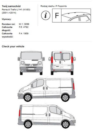 Bjælke-tagbagagebærer Opel Vivaro Renault Trafic 