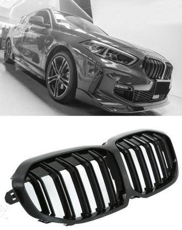 GRILL (NYRE) BMW 1 F40 F41 19- DOBBELT GLANS SORT