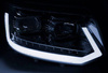 Forlygter ny VW T5 10-15 LED TUBE CHROME T6 LOOK DRL LIFT