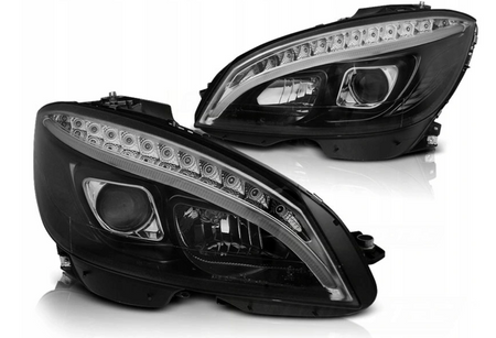 Lygter Mercedes W204 C-klasse 07-10 Sort Led